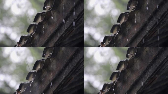 下雨下雨天的屋檐水滴