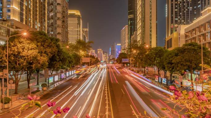 深圳深南中路平天桥车流夜景延时4K素材