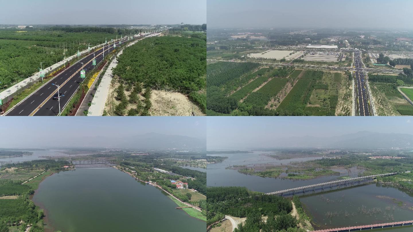 北京延庆 河道 路 航拍