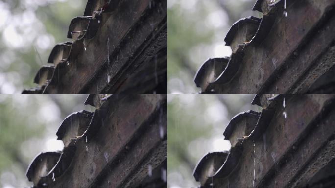 瓦房下雨雨滴