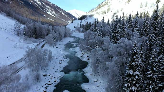 雪山大雪冰山冰雪路风景山