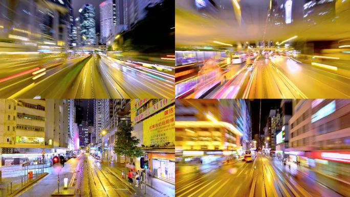 中国香港城市交通车流延时摄影