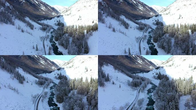 雪山大雪冰山冰雪路风景山