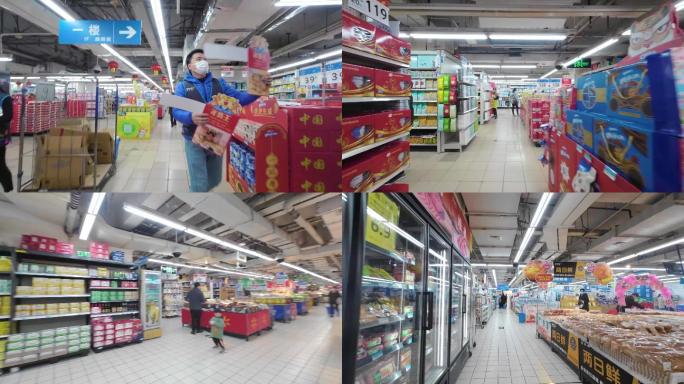 超市延时素材、沃尔玛超市人流