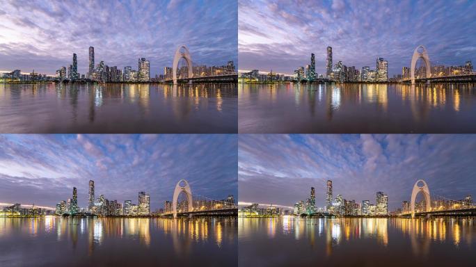 【4K超清】广州珠江新城猎德大桥夜景延时