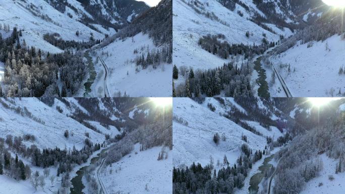 雪山大雪冰山冰雪路风景山