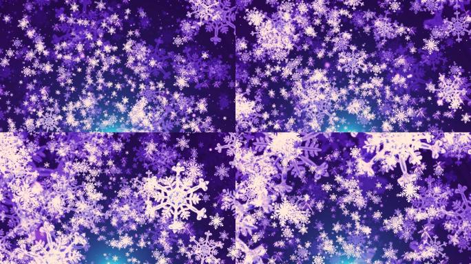 向上飘升的圣诞节紫色雪花背景