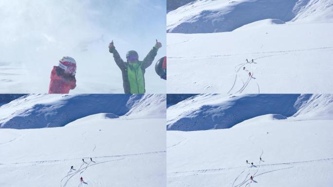 滑雪运动高清航拍视频