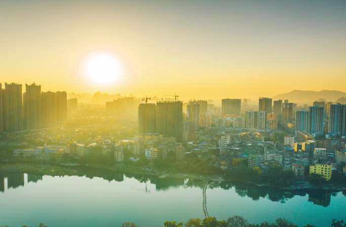 桂林灵川航拍延时八里街大气风景风光城市