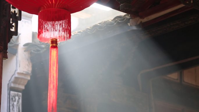 中国传统古建筑红灯笼阳光原素材