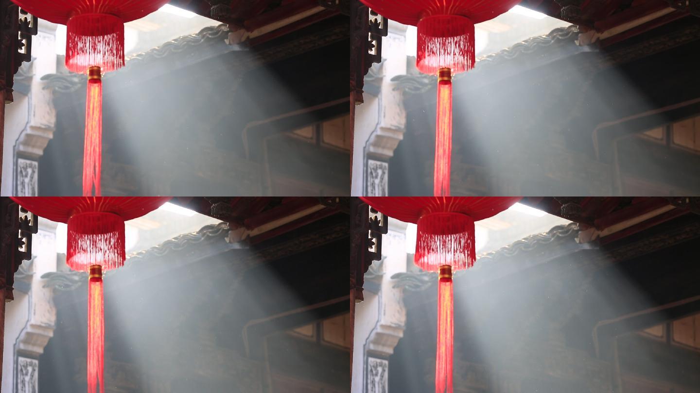 中国传统古建筑红灯笼阳光原素材