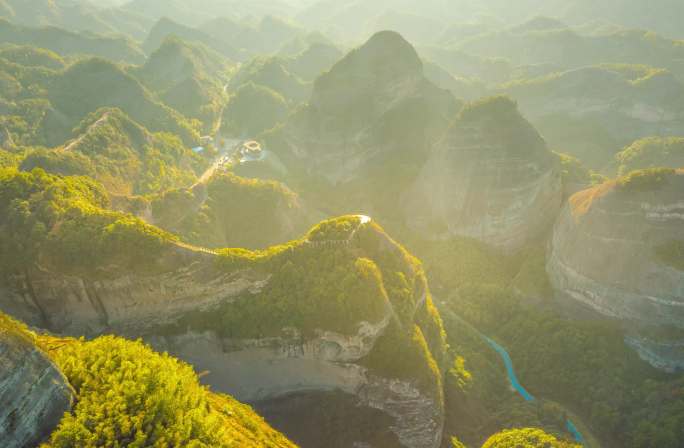 桂林资源丹霞八角寨地貌航拍延时风景航拍