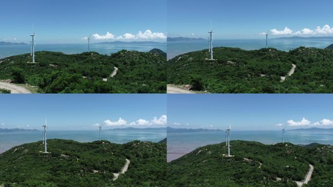 航拍 空镜头 风车 海边 森林
