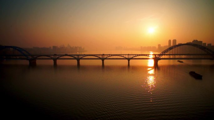 钱塘江早晨航拍 亚运会城市航拍 复兴大桥