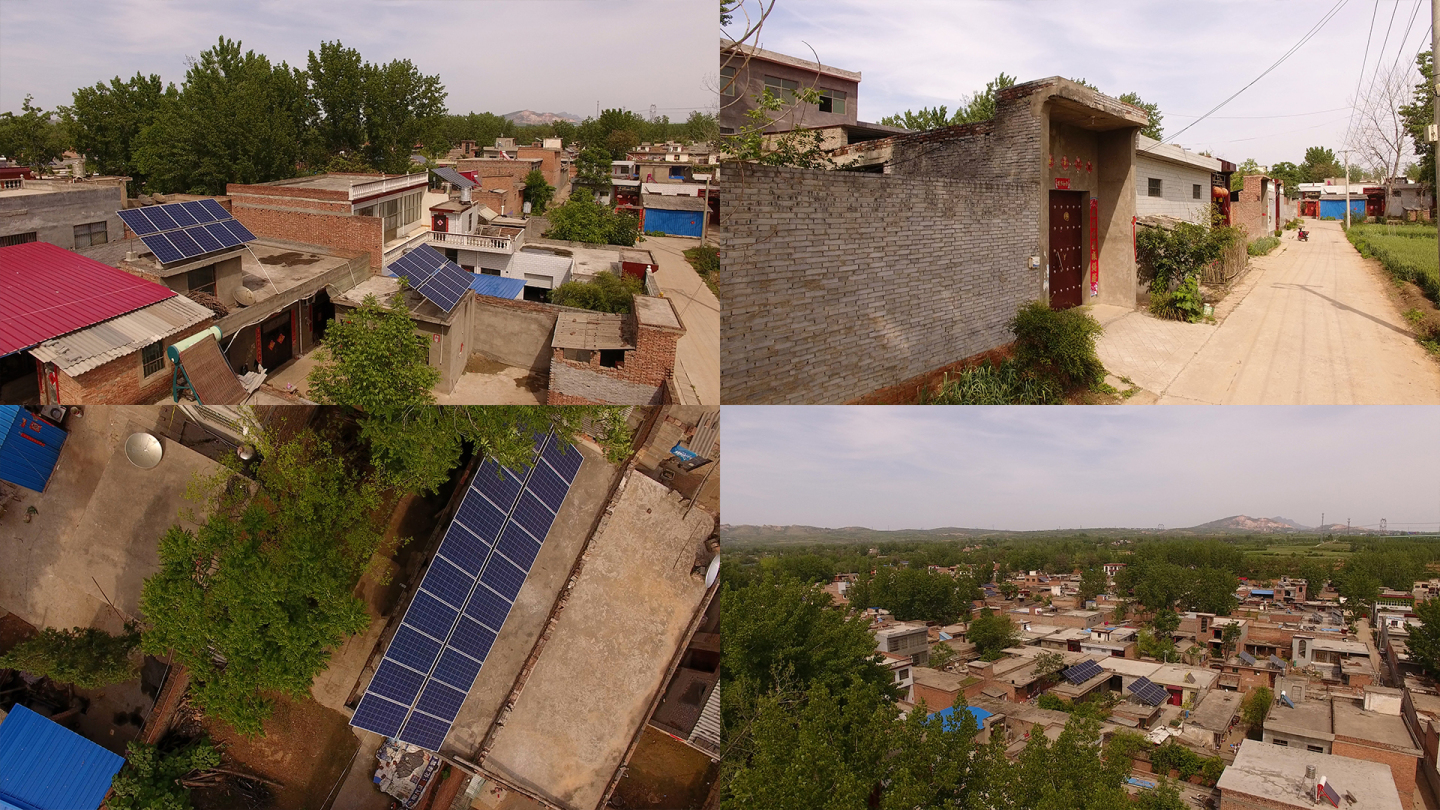 太阳能面板架设居民楼屋顶绿色环保再生能源