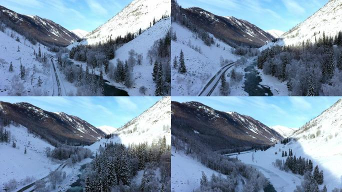 雪山大雪冰山冰雪路风景山