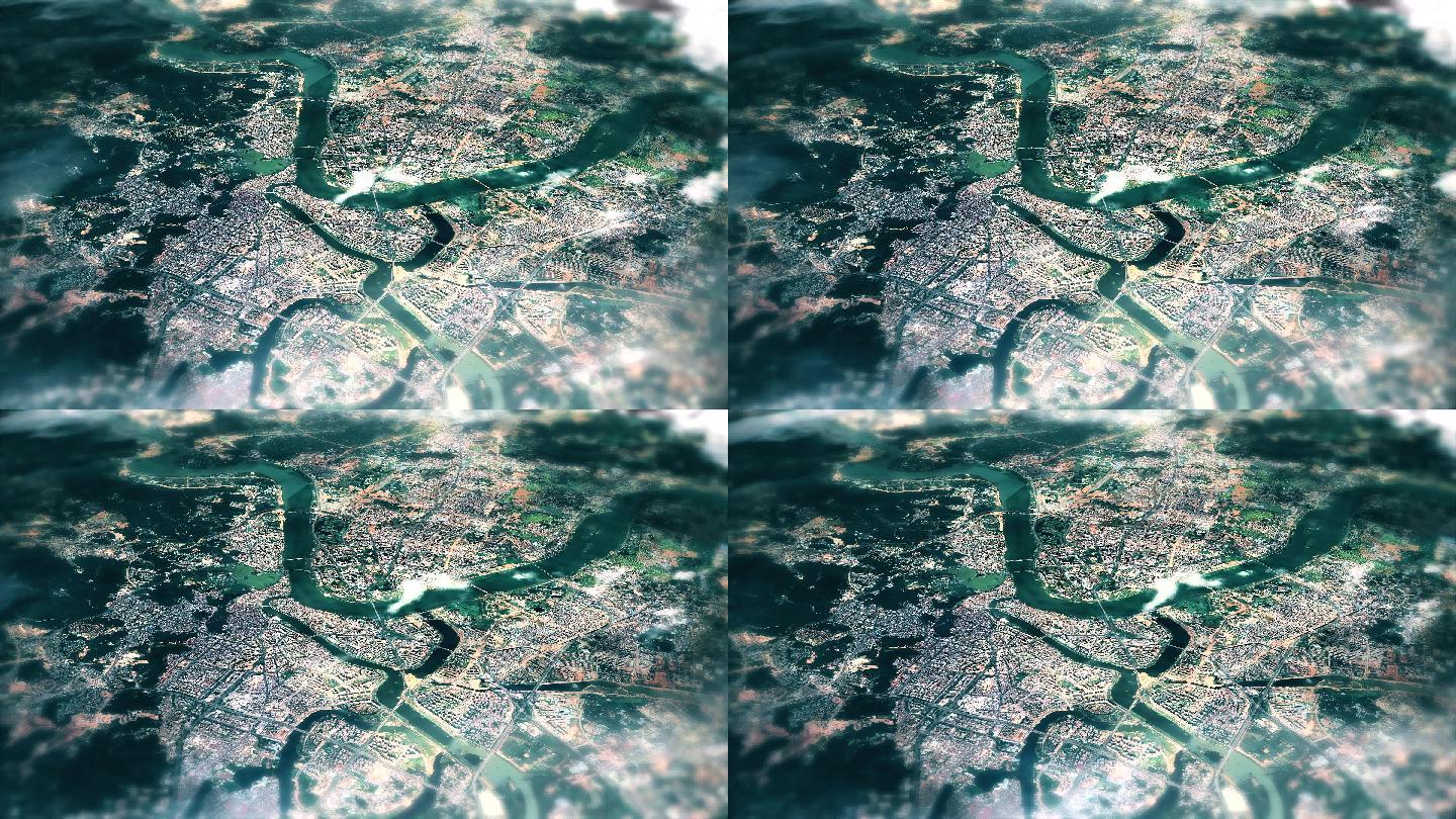 4K惠州市主城区地图视频动画素材