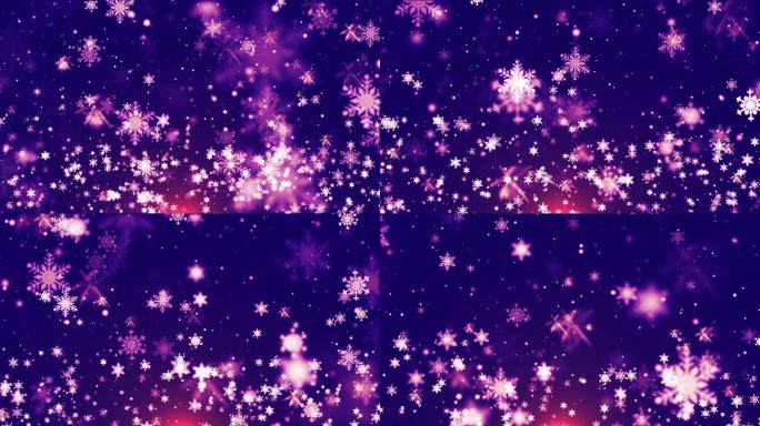 唯美紫色粒子雪花飘升背景