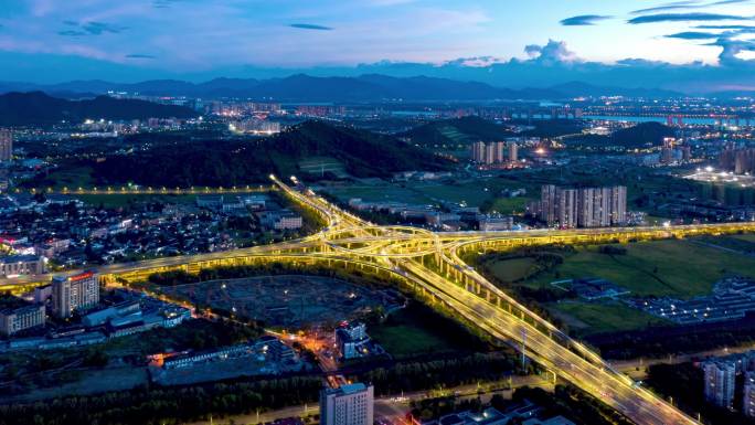 杭州滨江彩虹立交夜景延时