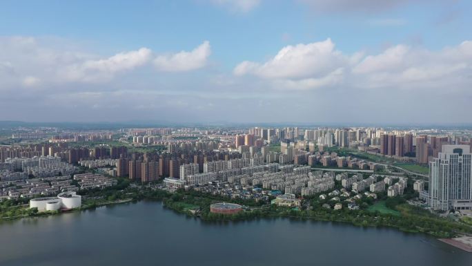 南京六合区政府城市风光龙池湖