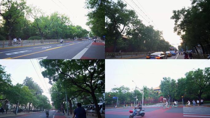 骑行第一视角北京景山公园堵车路上