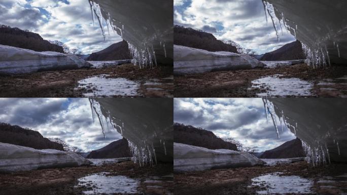 冬季冰川白云延时拍摄4K分辨率