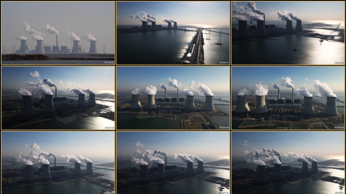 原创4k海上电厂航拍视频素材