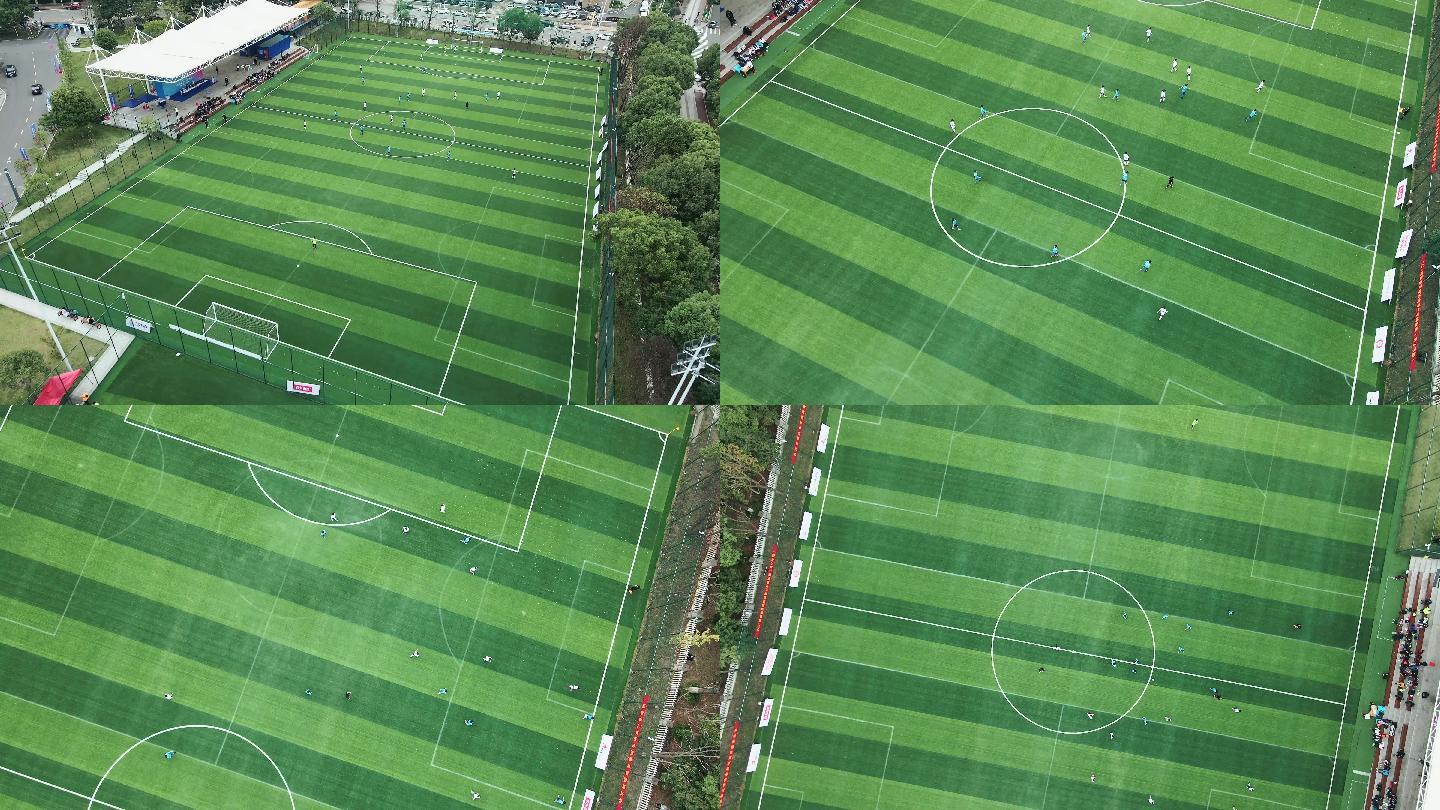 4K市民业余足球比赛航拍空镜