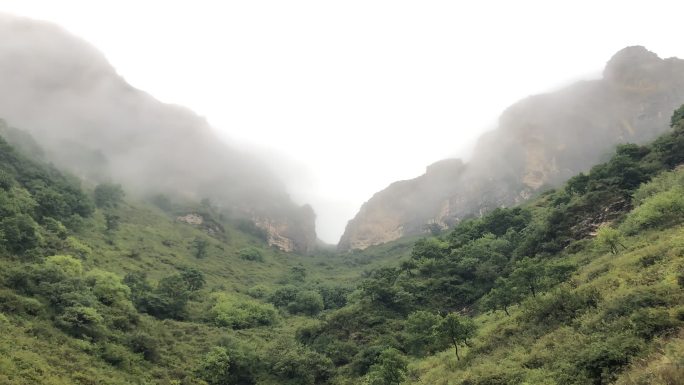 蔚县柏树乡 下雨 云雾缭绕