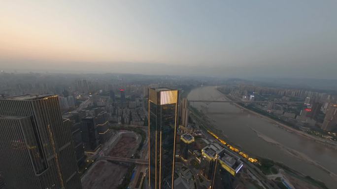 穿越机航拍重庆国金中心高楼群