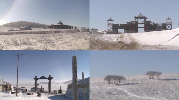冬季乌兰布统影视基地景区雪景