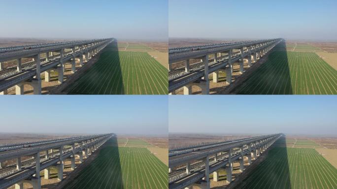 2k郑州黄河大桥建设田野航拍大景空镜素材