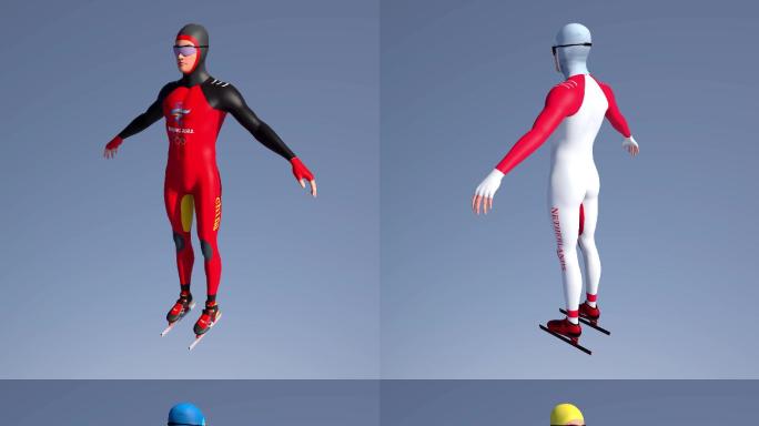 滑冰运动员三维角色模型（含绑定设置）