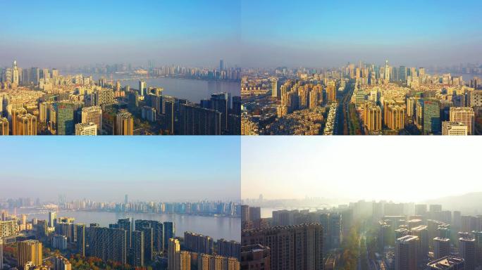 航拍杭州城市建设上城区4K