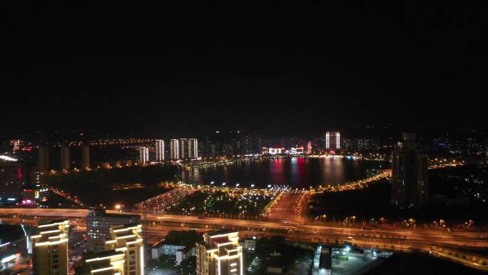 南京六合龙池湖夜景