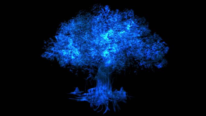 蓝色光影榕树