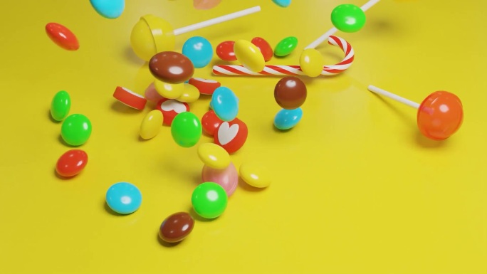彩色糖果掉落3d动画