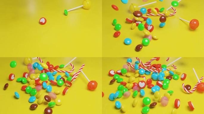 彩色糖果掉落3d动画