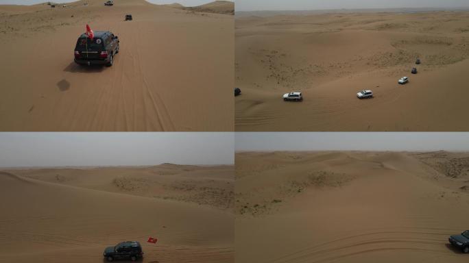 【合集】航拍穿越沙漠的越野车车队