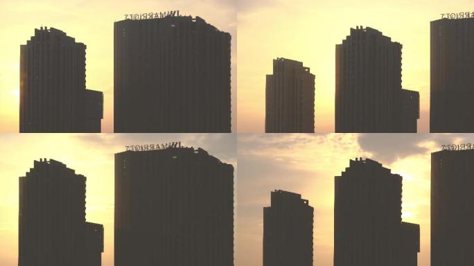日出在城市楼群