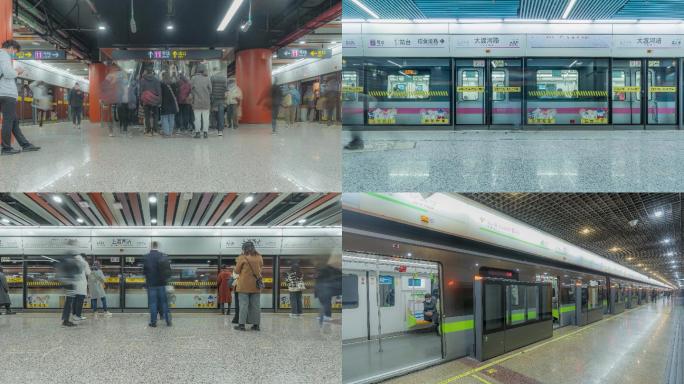 地铁延时 上海地铁 地铁人流穿梭