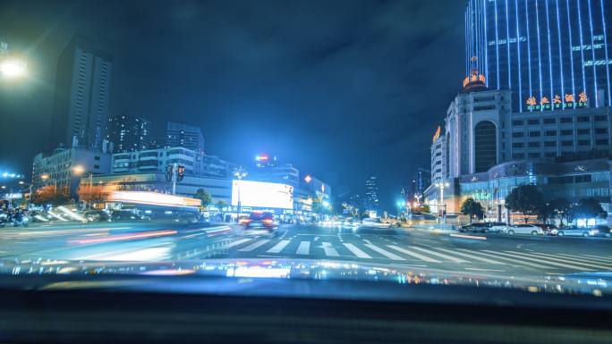 城市夜景车流移动延时