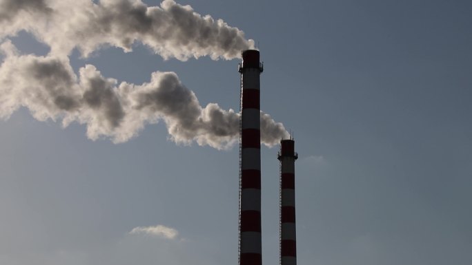 烟囱冒烟环境污染气候变化工厂工业4k