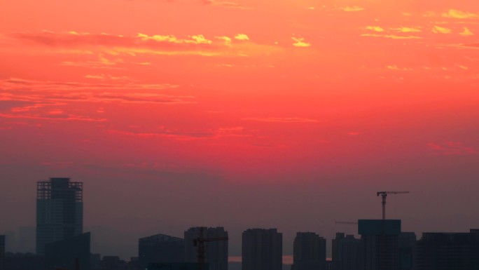 4K城市高楼日落夕阳