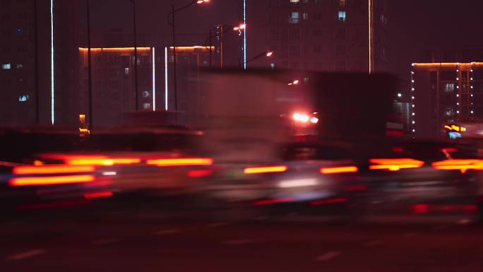 4K长沙三一大道浏阳河桥夜景车流延时空镜