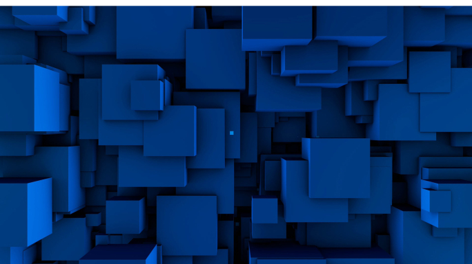 【4K时尚背景】蓝色3D方体空间浮动变化