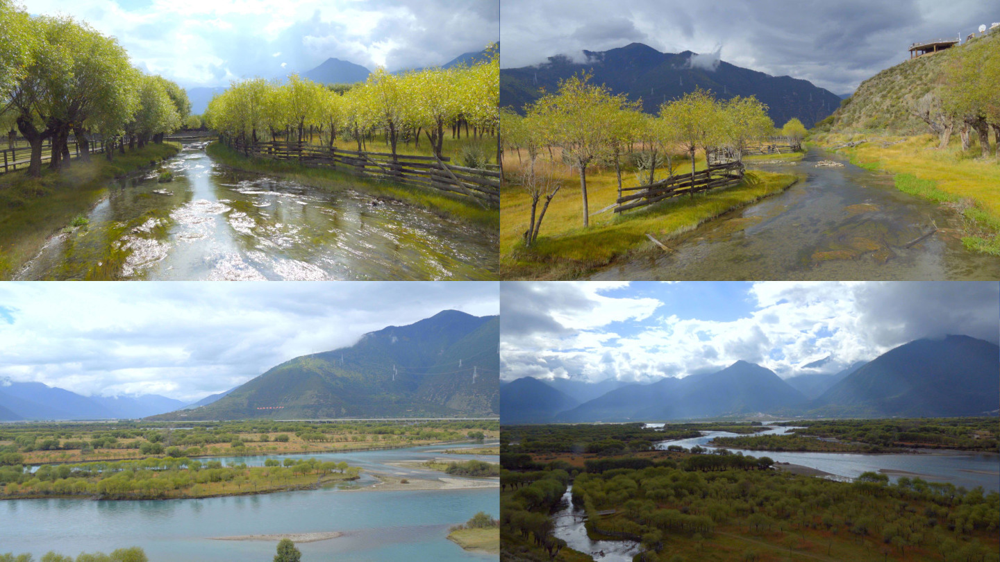 含音乐的西藏林芝尼洋河和雅尼湿地高清视频