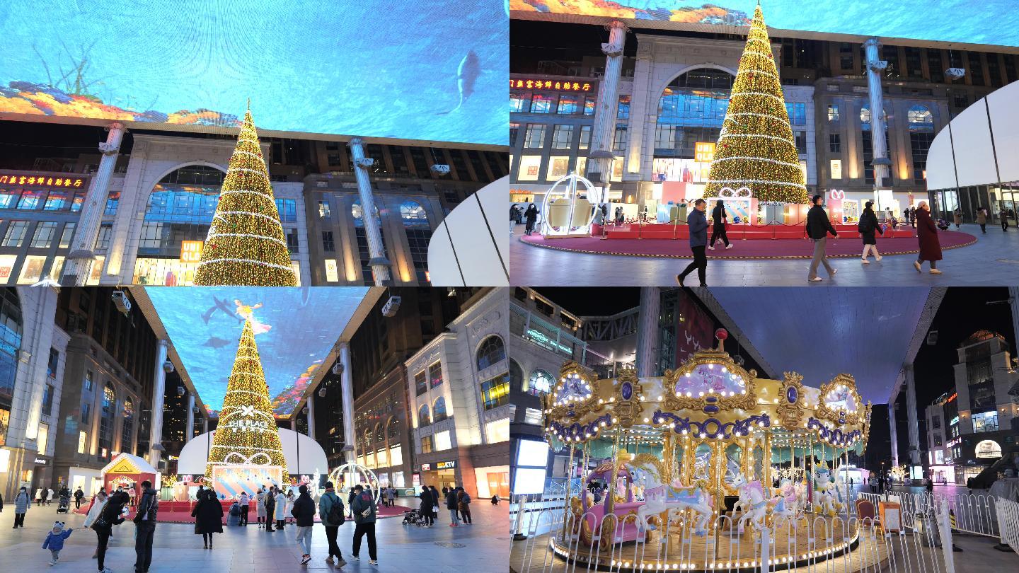 世贸天阶举行圣诞活动大型圣诞树延时