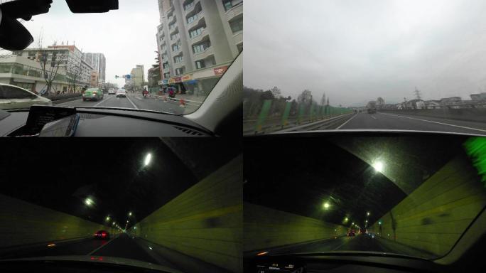 汽车行驶延时摄影、从城市到山区