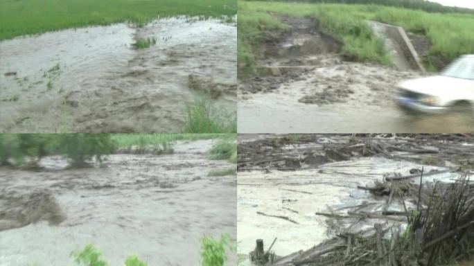 实拍洪水  水灾  泥石流  滑坡